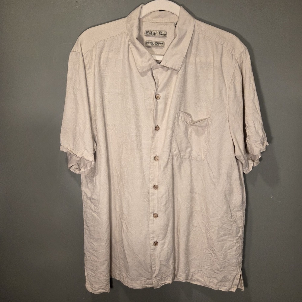 Batik Bay 100% Silk Short Sleeve Button Up Shirt Surfboard Texture Men's Size XL